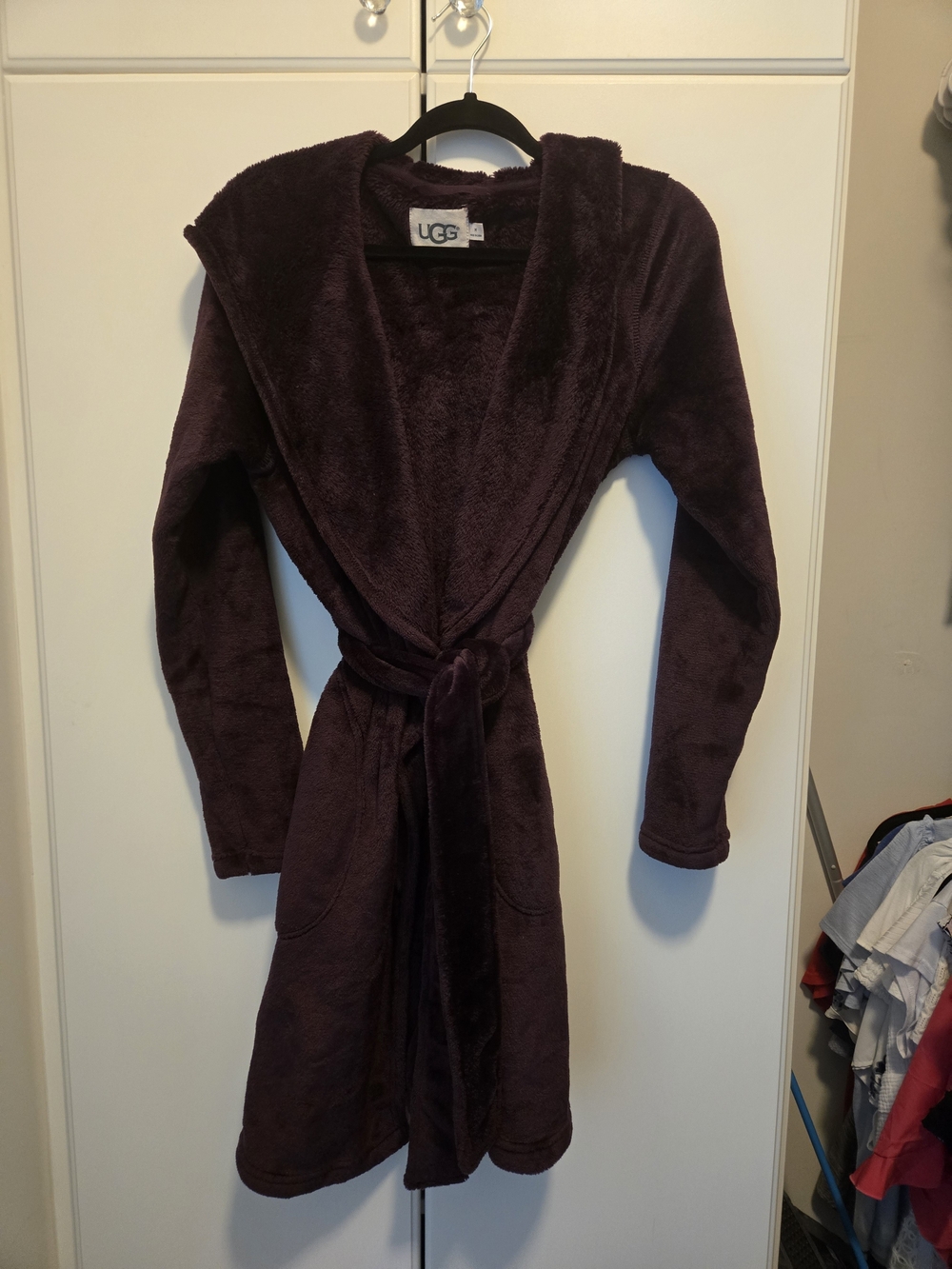 UGG Plush Hooded Teddy Jacket in Deep Plum